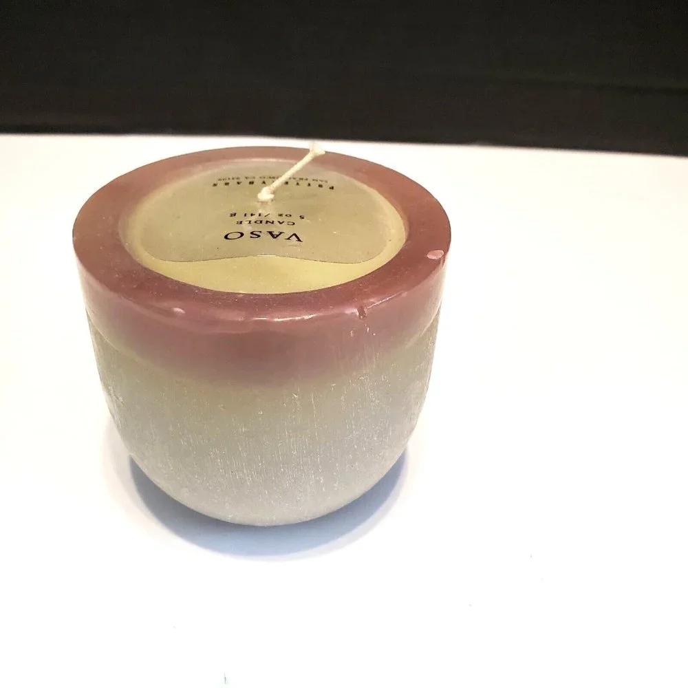 Rare Pottery Barn VASO Single Wick Candle 5oz Light Green Brown New Unlit